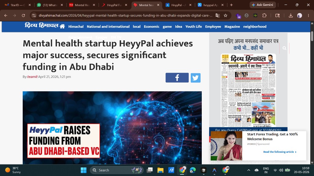 Divya Himachal coverage of HeyyPal funding